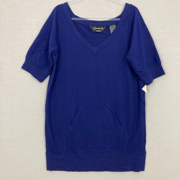 Norma Kamali Blue Short Sleeve Knit Front Pocket Tunic Large - Picture 1 of 11